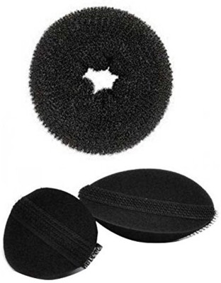 

SENECIO 3Pc/Set Medium Donut Bun Maker With Princess Poof Bumpits Celebrity Look Hair Accessory Set(Black)