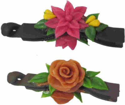 

Advanc Hotline Porcelain clay work fancy banana clip (Combo of 2) Hair Clip(Multicolor)