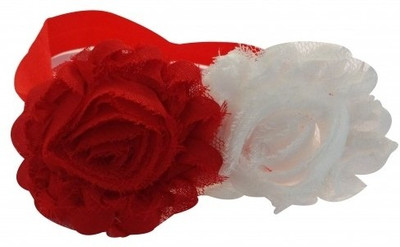 

NeedyBee Soft Embellished with Flower Head Band(Red and White)