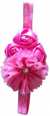 

NeedyBee Newborn Soft Elastic with Korker Bow Head Band(Dark Pink)