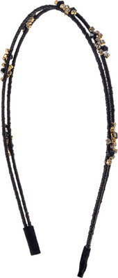 

The Ethnic Wears Metal Alloy, Silk Covered, Beeds, Crystal & CZ Stones, etc. Hair Band(Black)