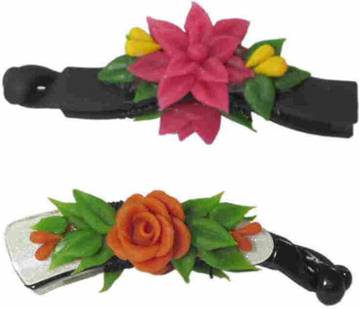 

Advanc Hotline Porcelain clay work fancy banana clip (Combo of 2) Hair Clip(Multicolor)