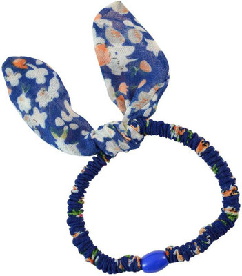 

Sarah Floral Print Navy Blue Fabric Hair Rubber Band for Women Rubber Band(Blue)