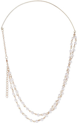 

Fayon Contemporary Statement Graceful White Pearl with Golden Center Wire Hair Chain(Gold)