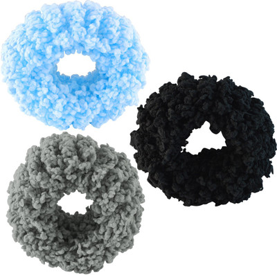 

Sarah Set of 3 Rubber Band for Women - Grey, Black & Blue Head Band(Grey)