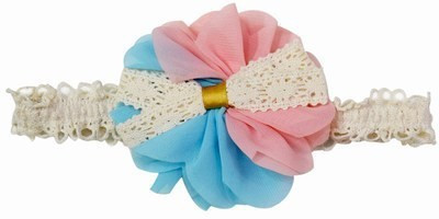 

Pink & Blue India Crochet on Top Bow Flower Head Band(Blue)