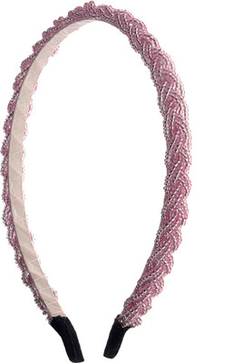 

The Ethnic Wears Metal Alloy, Silk Covered, Beeds, Crystal & CZ Stones, etc. Hair Band(Pink)
