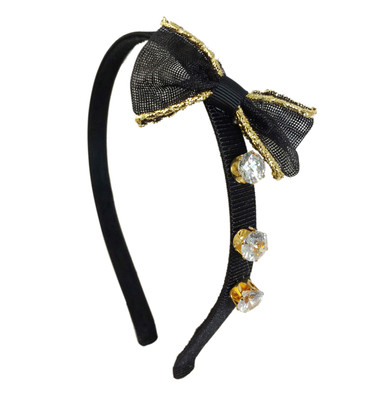 

Ammvi Creations Triple CZ Solitaire Bow-Tie Exclusive Party for Women Hair Band(Black)