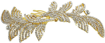 

Muchmore Charming Crystals Work Leaf Design Style Hair Clip For Girls & Women Hair Clip(White)