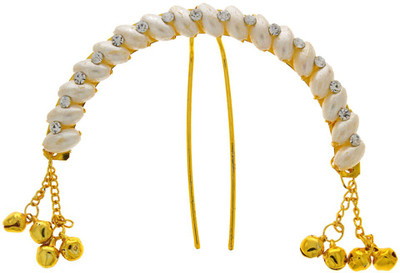

Anuradha Art Designer Simple Stylish Hair Pin(Gold, White)
