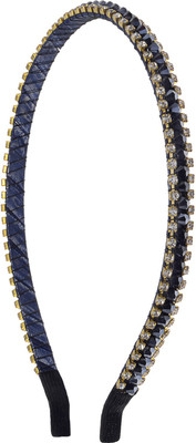 

The Ethnic Wears Metal Alloy, Silk Covered, Beeds, Crystal & CZ Stones, etc. Hair Band(Black)