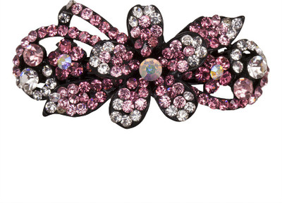 

Glitters Online Floral Design Pink Stone Hair Clip(Pink)