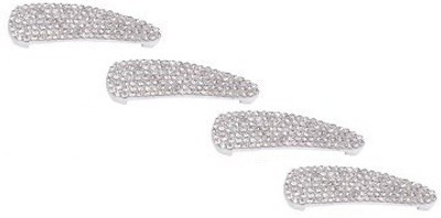 

One Personal Care Princess Diamond Studded Designer Party Wear Hair Accessory Set, Tic Tac Clip(Silver)