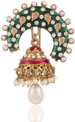 

I Jewels Meeenakari & Pearl With Jhumka Hair Pin(Green)