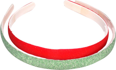

Aparshi Pair of wide Glitter Hairband (Combo pack of 2 green and red) Hair Band(Multicolor)