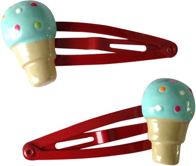 

NeedyBee Toddlers Blue and Red Ice-cream Baby Snap (Pack of 2) Hair Clip(Red)
