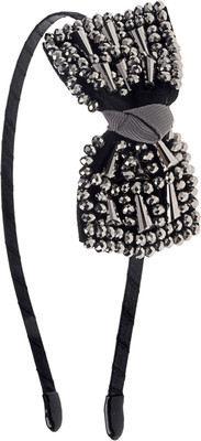 

The Ethnic Wears Metal Alloy, Silk Covered, Beeds, Crystal & CZ Stones, etc. Hair Band(Black)