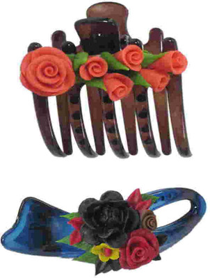 

Advanc Hotline Porcelain clay work fancy banana clip (Combo of 2) Hair Clip(Multicolor)
