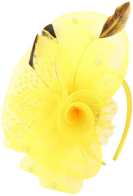 

Sanjog Retro Feather Mesh Net Flower Hat Fascinators Hairband/Headband Hair Clip(Yellow)