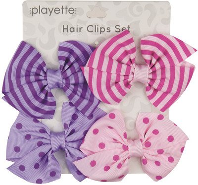 

Playette Stripe Dot Bow Hair Clip(Multicolor)
