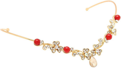 

Sanjog Elvish-inspired Victorian Wedding Circlet With Beautifull Stone , Sultan Tiara Hair Band(Gold)