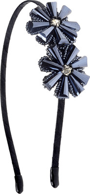 

The Ethnic Wears Metal Alloy, Silk Covered, Beeds, Crystal & CZ Stones, etc. Hair Band(Black)