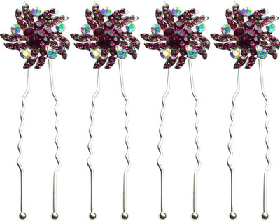 

Glitters Online Golden Colour American Diamond Hair Pin(Pink)