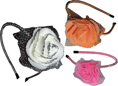 

GD Orange, White and Pink Big Floral Hairband Hair Accessory Set(Multicolor)