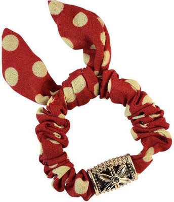 Sarah Polka Dot Red Fabric Hair Rubber Band for Women Rubber Band(Red)