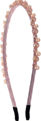 

The Ethnic Wears Metal Alloy, Silk Covered, Beeds, Crystal & CZ Stones, etc. Hair Band(Pink)