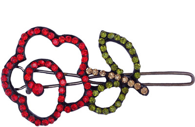 

B-Fashionable Red Rose Wire Clasp Hair Pin(Black)