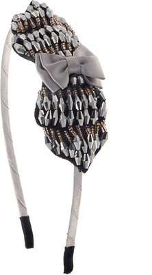 

The Ethnic Wears Metal Alloy, Silk Covered, Beeds, Crystal & CZ Stones, etc. Hair Band(Silver)