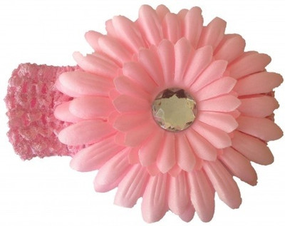 

NeedyBee Baby Girls Soft Elastic Crochet Embellished with Daisy Bow Flower Head Band(Pink)