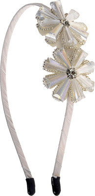

The Ethnic Wears Metal Alloy, Silk Covered, Beeds, Crystal & CZ Stones, etc. Hair Band(White)