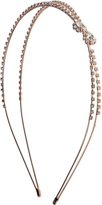

The Ethnic Wears Metal Alloy, Silk Covered, Beeds, Crystal & CZ Stones, etc. Hair Band(Gold)