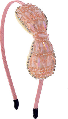 

The Ethnic Wears Metal Alloy, Silk Covered, Beeds, Crystal & CZ Stones, etc. Hair Band(Pink)