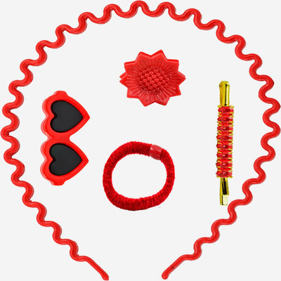 

Angel Glitter Red Hearts Combo Hair Accessory Set(Red)