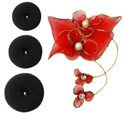 

Majik Bun Donut with Juda Clip Red Hair Accessory Set(Multicolor)