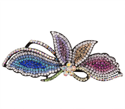 

Glitters Online Butterfly Design Multi Colour Stone Hair Clip(Gold)
