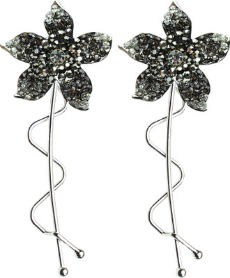 

Glitters Online Blackish Silver Colour American Diamond Hair Pin(Silver)