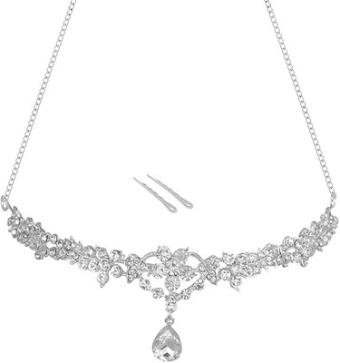 

Creative India Exports Women Crystal Tiara Hair Chain(Silver)