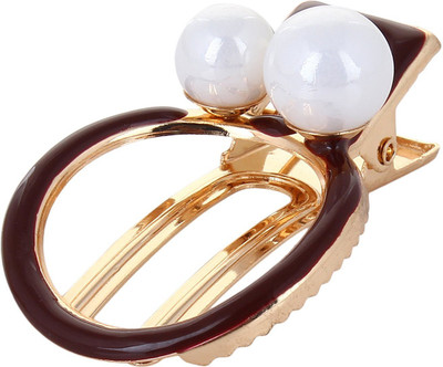 

Fayon Chic Stylish Double White Pearl Red Hair Pin(Red)