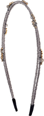 

The Ethnic Wears Metal Alloy, Silk Covered, Beeds, Crystal & CZ Stones, etc. Hair Band(Silver)