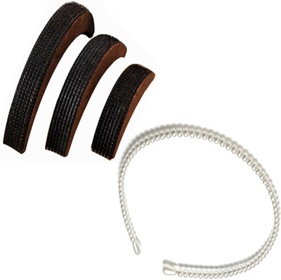 

Style Tweak Puff Bumpits (Set of 3) and Pearl Hair Band Hair Accessory Set(Black)