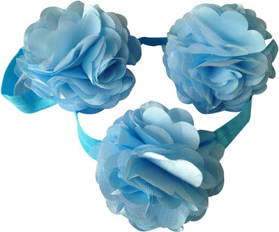 

NeedyBee Toddlers Elastic Toe Blooms Barefoot Sandals and Rosset Headband Set Hair Accessory Set(Blue)