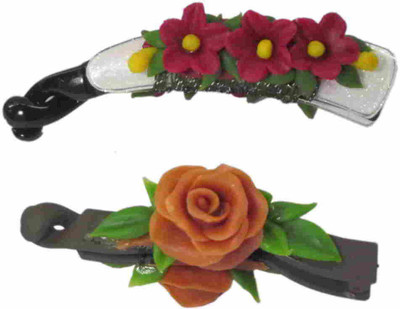 

Advanc Hotline Porcelain clay work fancy banana clip (Combo of 2) Hair Clip(Multicolor)