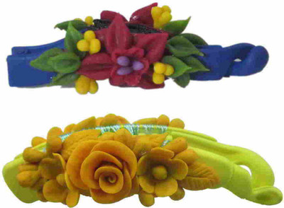 

Advanc Hotline Porcelain clay work fancy banana clip (Combo of 2) Hair Clip(Multicolor)