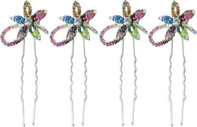 Glitters Online Multi Colour American Diamond Hair Pin(White)