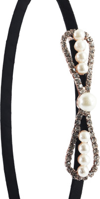 

20 Dresses Pearl Perfect Bow Hair Band(Black, Gold)