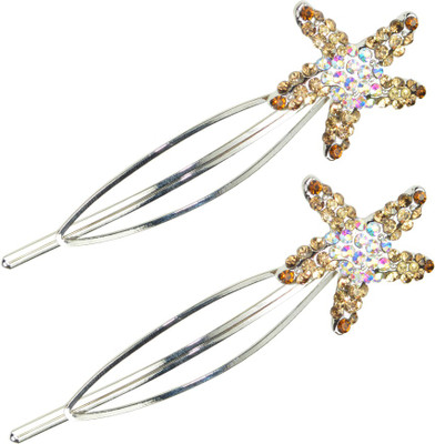 

Glitters Online Golden Colour American Diamond Hair Pin(Gold)